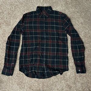 Club Monaco Women’s Black Red & Yellow Plaid Button Up Slim Fit Size Small